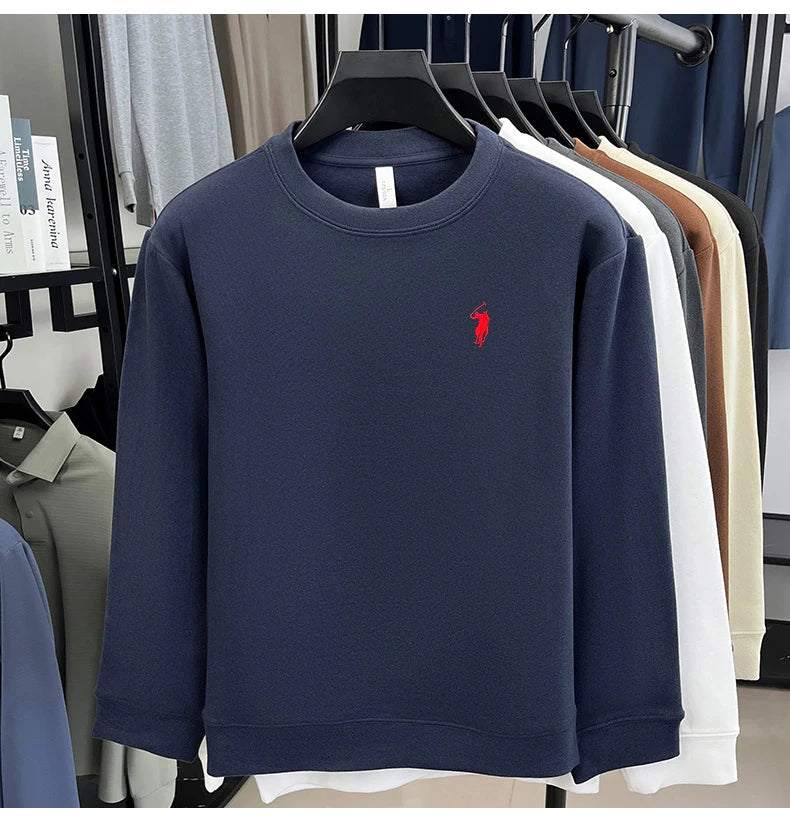T-shirt a maniche lunghe di marca di lusso da uomo autunno Paul trendy squisito pony ricamo pullover allentato casual girocollo felpa