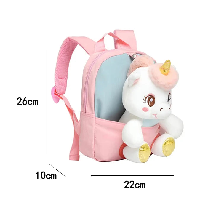 Zaino 3D a Forma di Unicorno in Peluche per Bambine, Borsa Scuola per Bambini, Zainetto Carino a Cartone Animato per Asilo e Scuola Materna