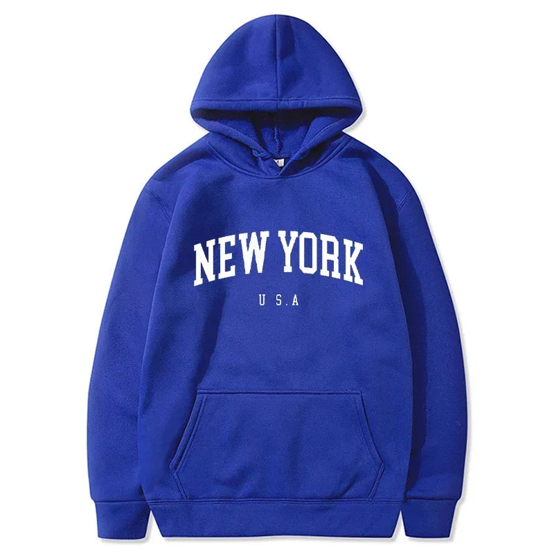 Uomo Donna New York USA City Felpe con cappuccio Moda Lettera stampata Felpe grafiche Allentate Casual Harajuku Pullover con cappuccio Abbigliamento sportivo