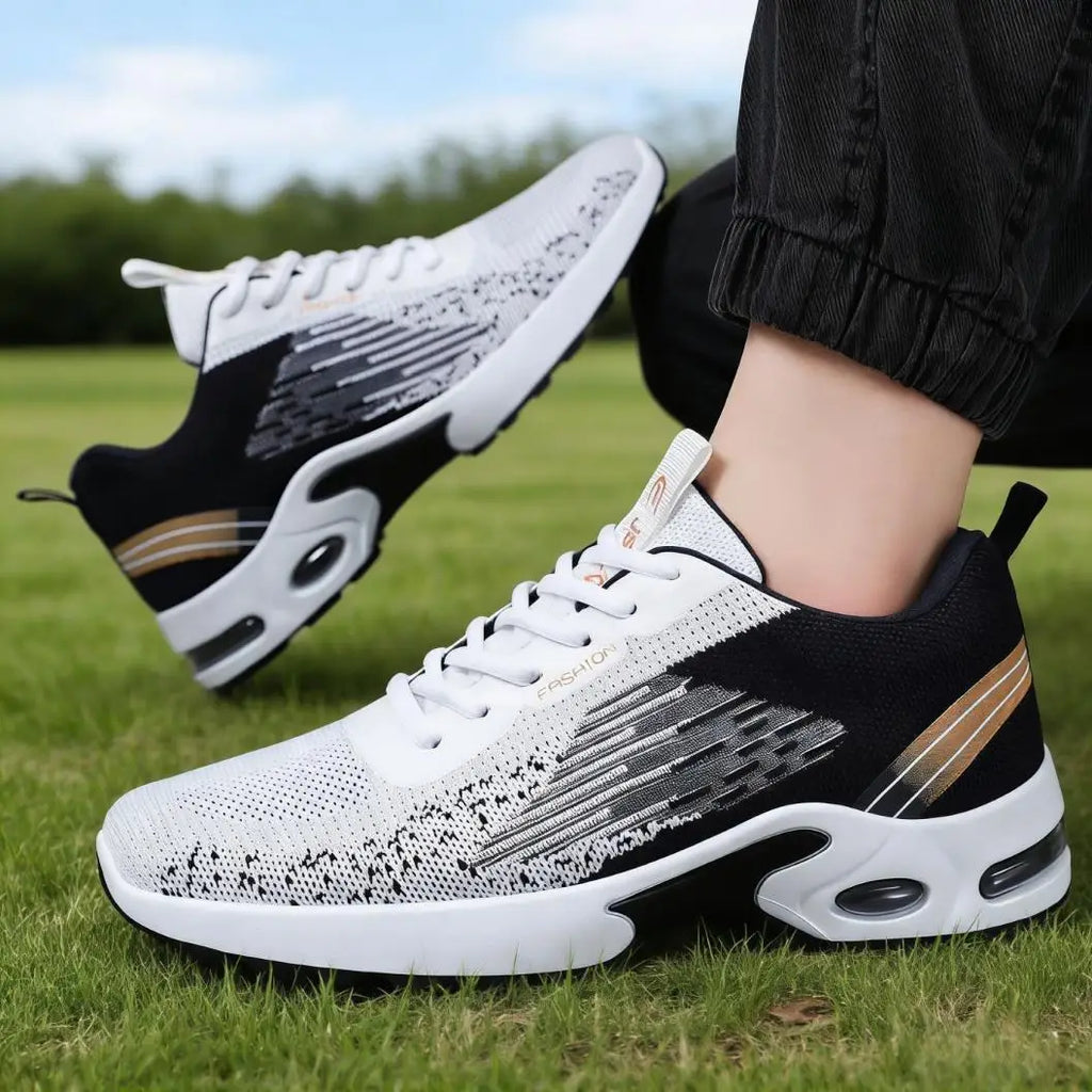 Scarpe da corsa alla moda da uomo, traspiranti in rete con supporto ammortizzato ad aria per palestra e uso quotidiano