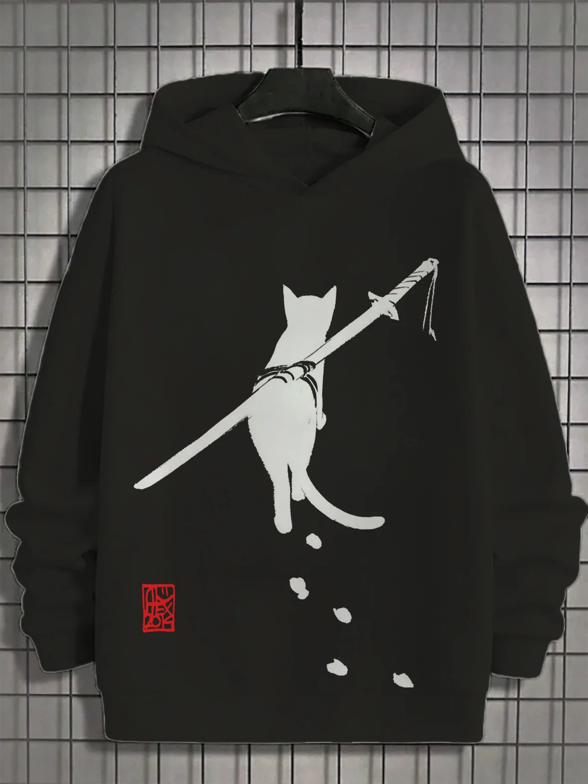 Felpa con cappuccio da uomo Samurai Stampa Y2k Felpa Harajuku Camicia con cappuccio Pullover Casual Oversize Manica lunga Sport Top Abbigliamento da uomo