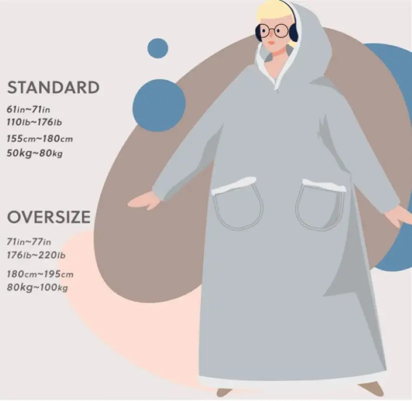 Felpe con cappuccio invernali Felpa in pile spesso caldo TV gigante Coperta indossabile oversize con maniche in flanella Coperta con cappuccio