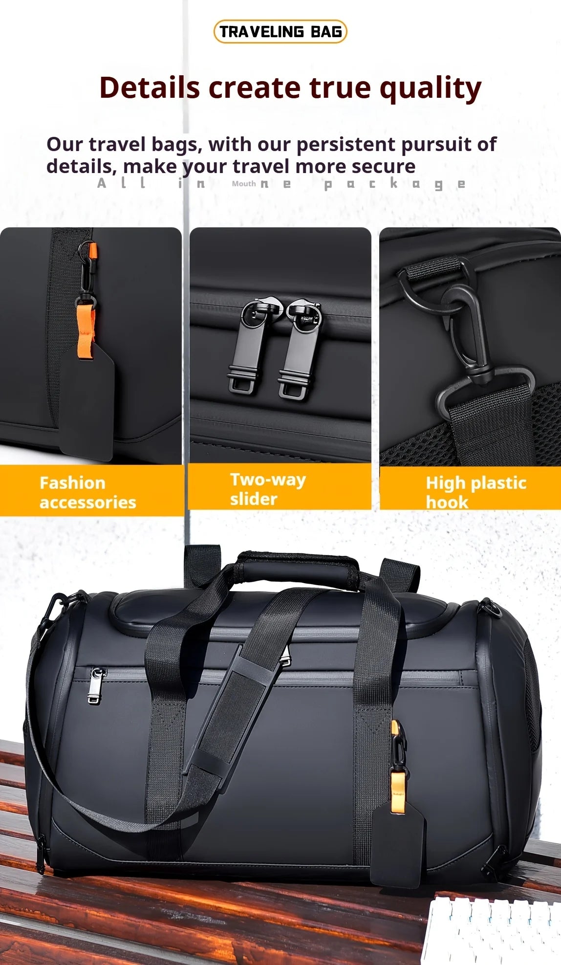 Borsa da Viaggio Grande Capacità per Uomo, Spaziosa Borsa Sportiva da Palestra con Scomparti Multipli, Borsone per Weekend e Pernottamenti