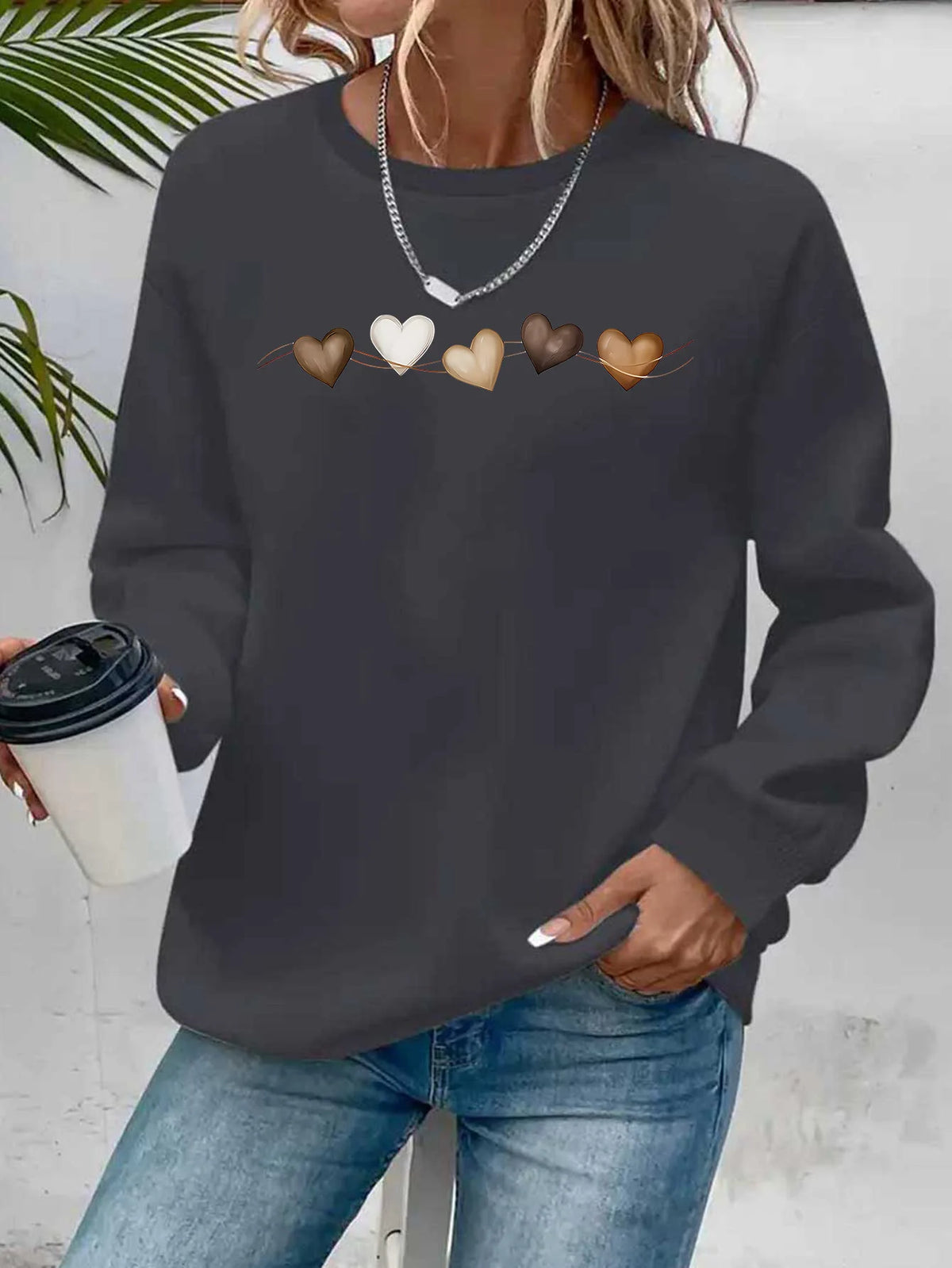 Pullover con cappuccio girocollo a maniche lunghe in velluto stampato con motivo a lettere comode e casual autunnali e invernali da donna