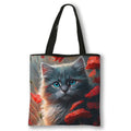 Borsa a tracolla con stampa gattino Kawaii Animali Gatti Cartoon Grafica Totes Borse Borsa da donna di grande capacità Borse shopper riutilizzabili Regalo