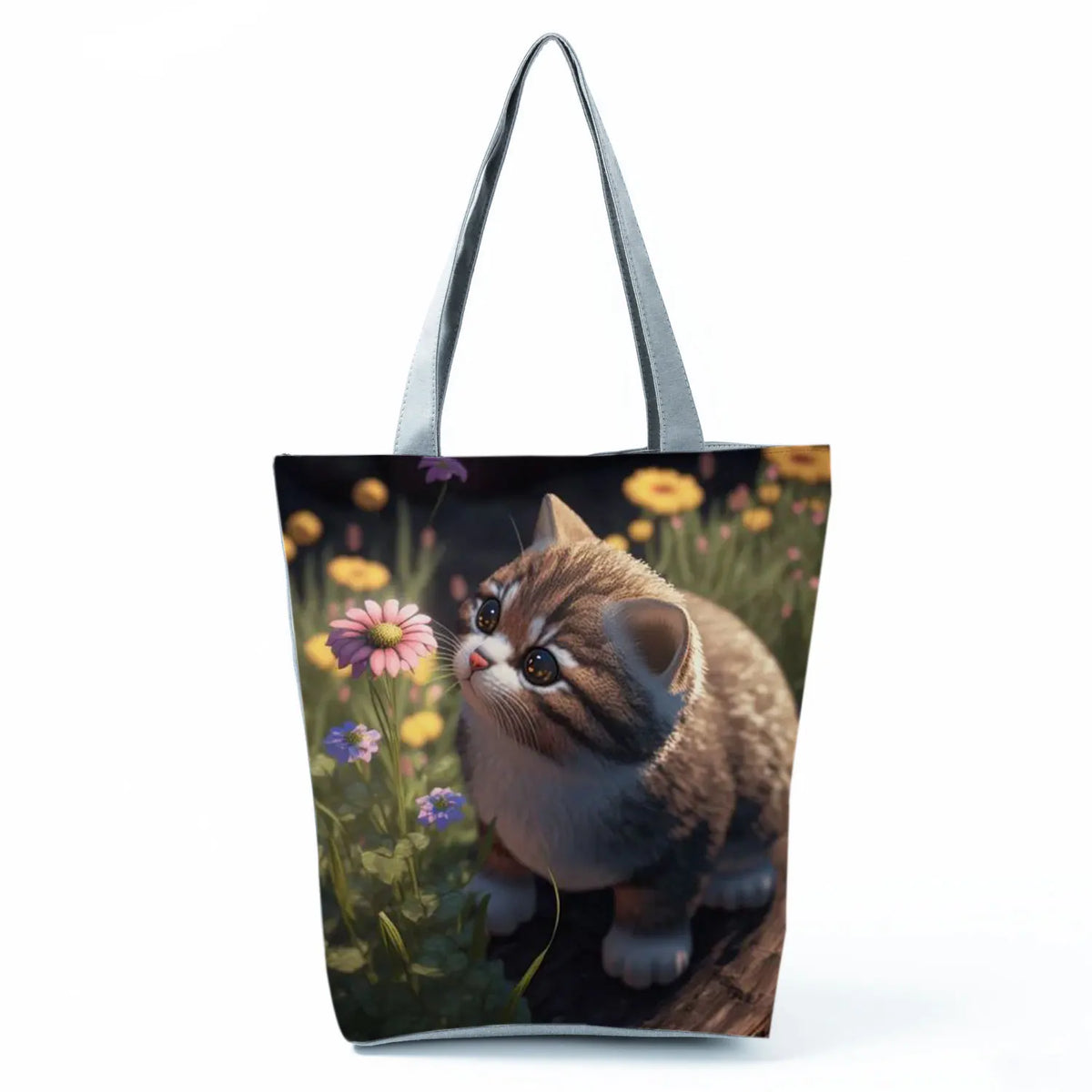 Pretty Cartoon Cat Print borse borse da spiaggia da donna ad alta capacità Cute Animal Graphic Eco borse per la spesa riutilizzabili portatili