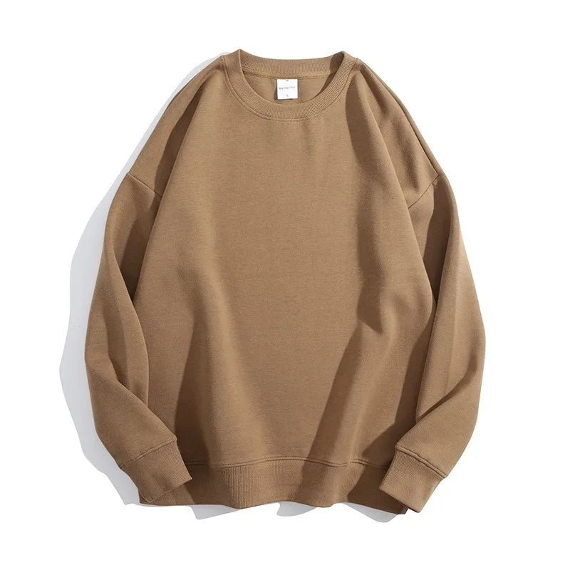 Maglione con spalle scoperte e collo rotondo in cotone sano di alta qualità da 40 colori per uomo e donna, ampio con spalle scoperte oversize
