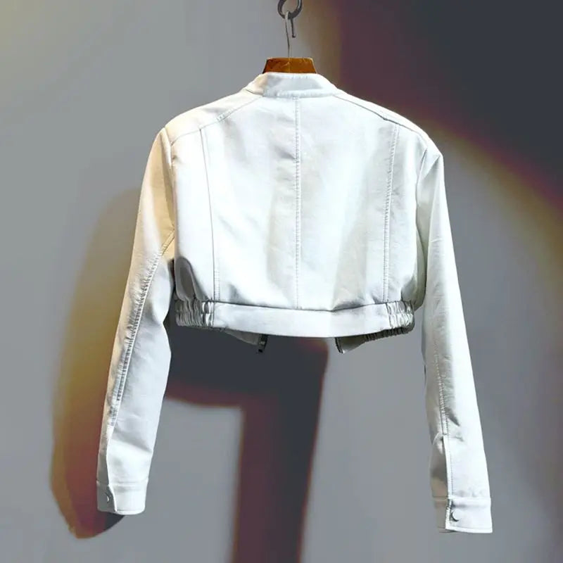 2025 Autunno nuova bella giacca da moto corta versatile giacca in pelle PU a vita alta per donna cappotto in pelliccia sintetica