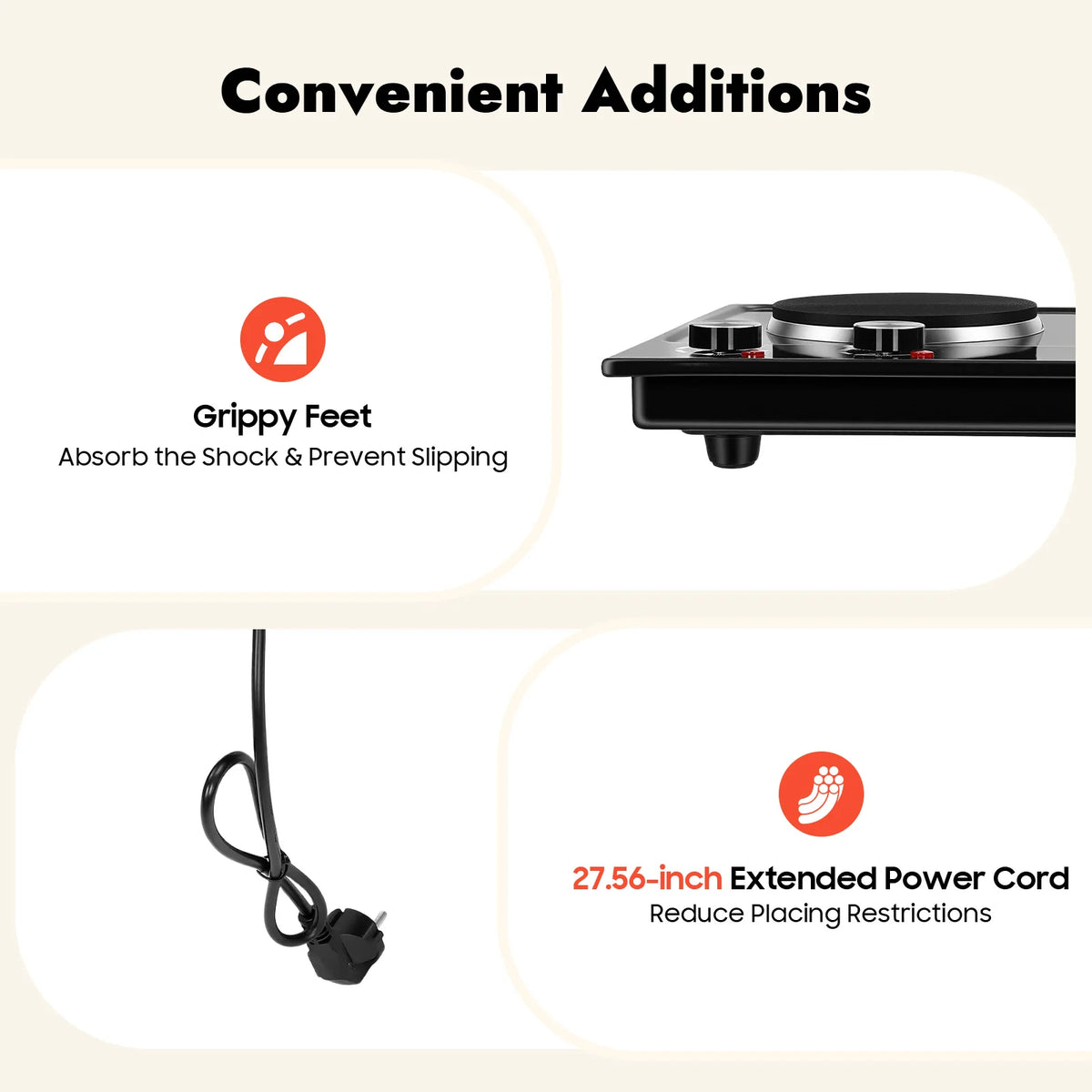 Electric Hob Cooker with 2 Plate| 2500W Electric Stove Cooktop| Knob Control, 6 Gear