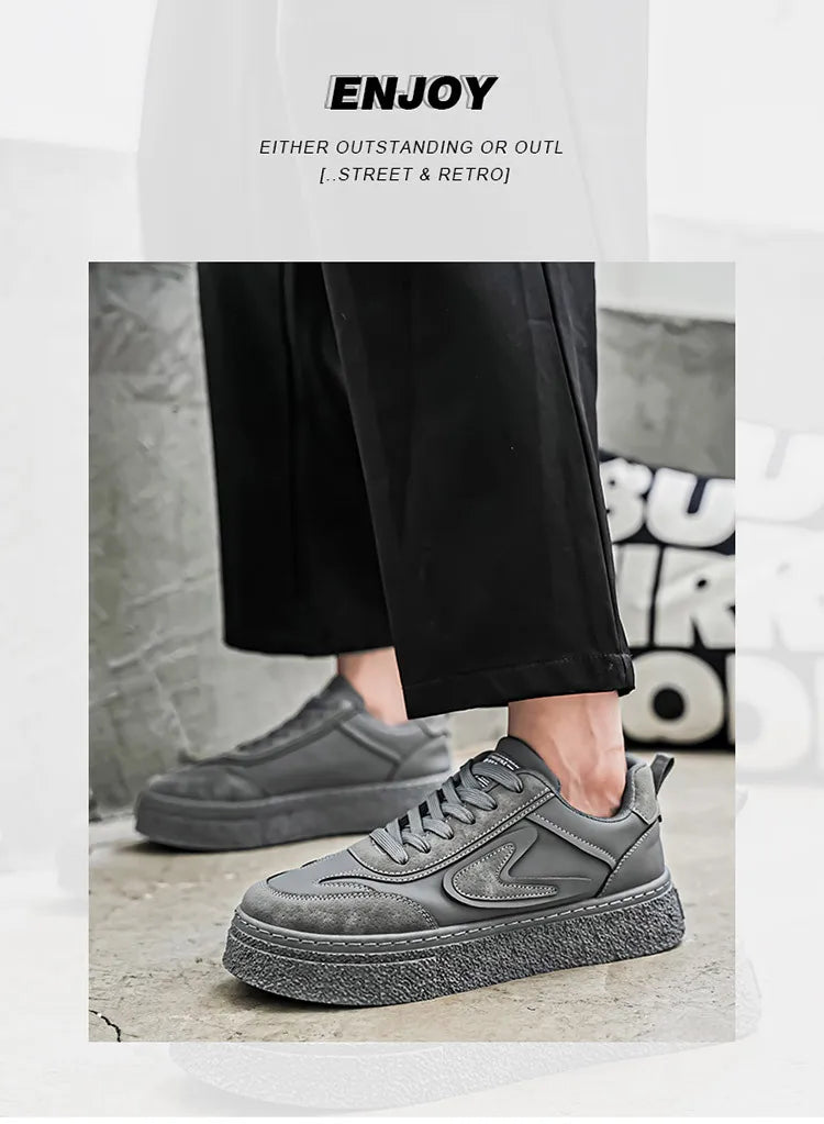 Scarpe da ginnastica in pelle moda Scarpe vulcanizzate piatte e traspiranti da uomo Scarpe con plateau resistenti all'usura per il tempo libero all'aperto Zapatillas Hombre