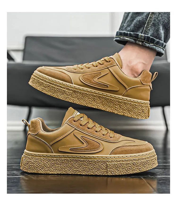 Scarpe da ginnastica in pelle moda Scarpe vulcanizzate piatte e traspiranti da uomo Scarpe con plateau resistenti all'usura per il tempo libero all'aperto Zapatillas Hombre