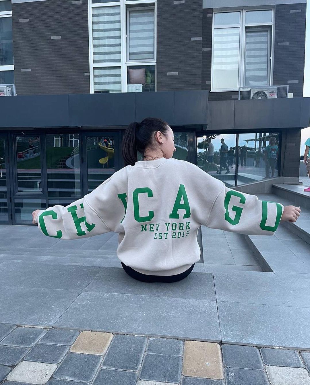 Combhasaki Y2K Grunge Pullover allentato da donna Felpe con stampa di lettere Top a maniche lunghe ispessiti casual Felpa con cappuccio autunnale Streetwear