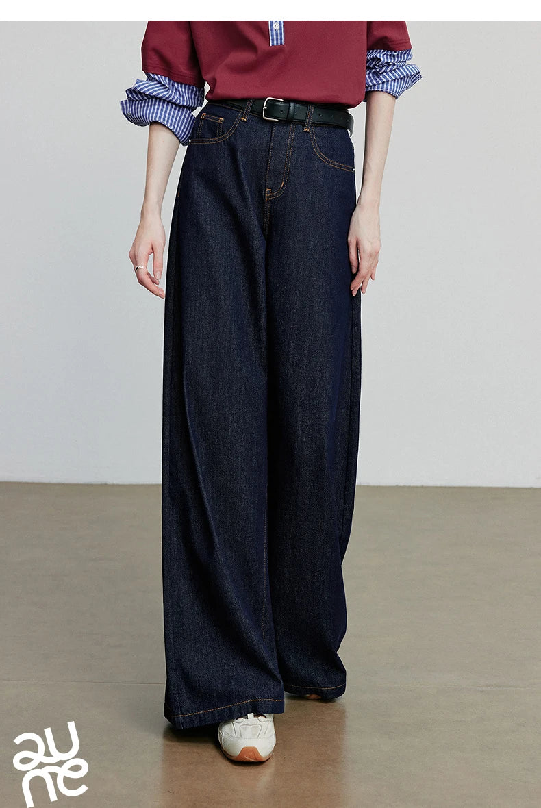 TOYOUTH Jeans denim da donna 2025 Autunno Nuovi pantaloni larghi a banana curvi larghi