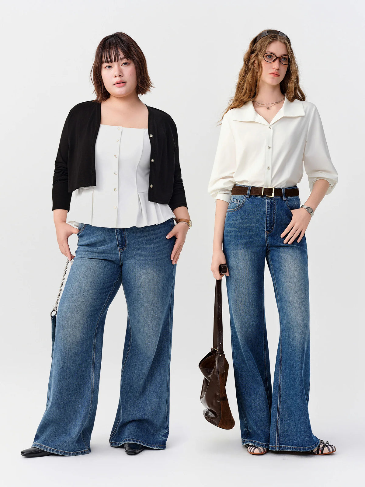 DUSHU 2026 Autunno Jeans Svasati Elasticizzati Slim-Fit da Donna, Pantaloni Bootcut a Vita Alta che Allungano la Gamba in Lunghezza Estesa
