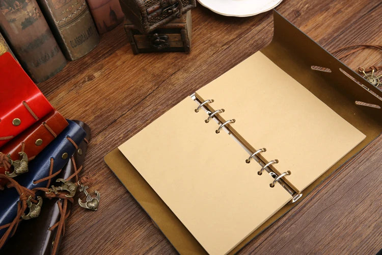 Retro Spiral Notebook Diary Notepad Vintage Pirate Anchors PU Leather Note Book Replaceable Stationery Gift Traveler Journal