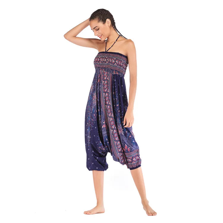 Pantaloni della Boemia Donna Pantalones Mujer Hippie Vita alta Rayon Harem Baggy Boho Yoga Beach Wear Pour Femme Calca Feminina Stampato