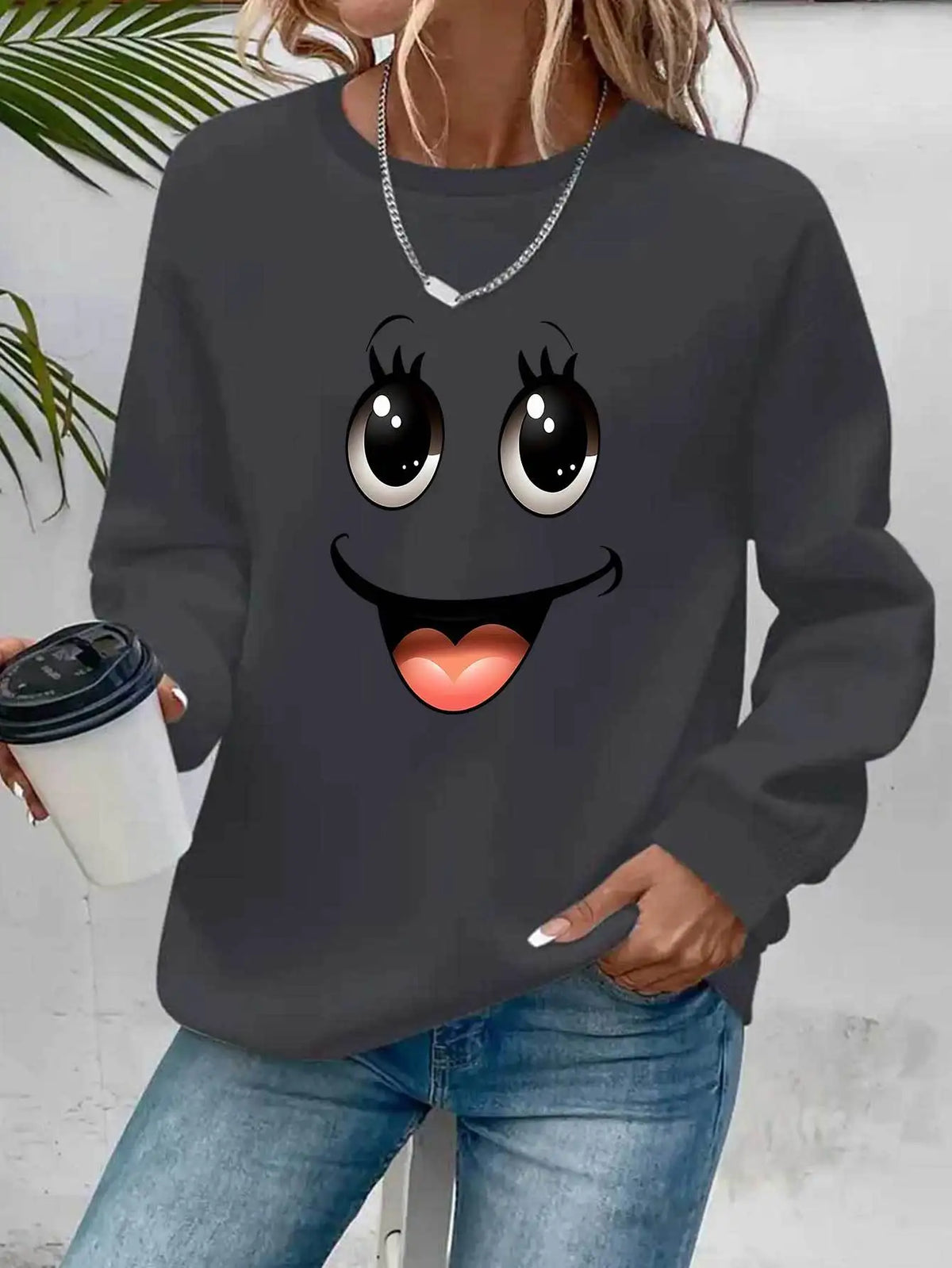 Pullover con cappuccio girocollo a maniche lunghe in velluto stampato con motivo a lettere comode e casual autunnali e invernali da donna