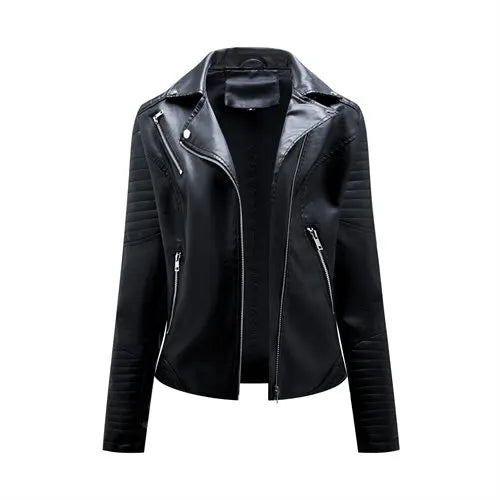 2026 Giacca in ecopelle da donna di nuova moda, cappotto casual in PU con cerniera primavera autunno, capispalla da motociclista femminile abbigliamento da donna S-XXXL