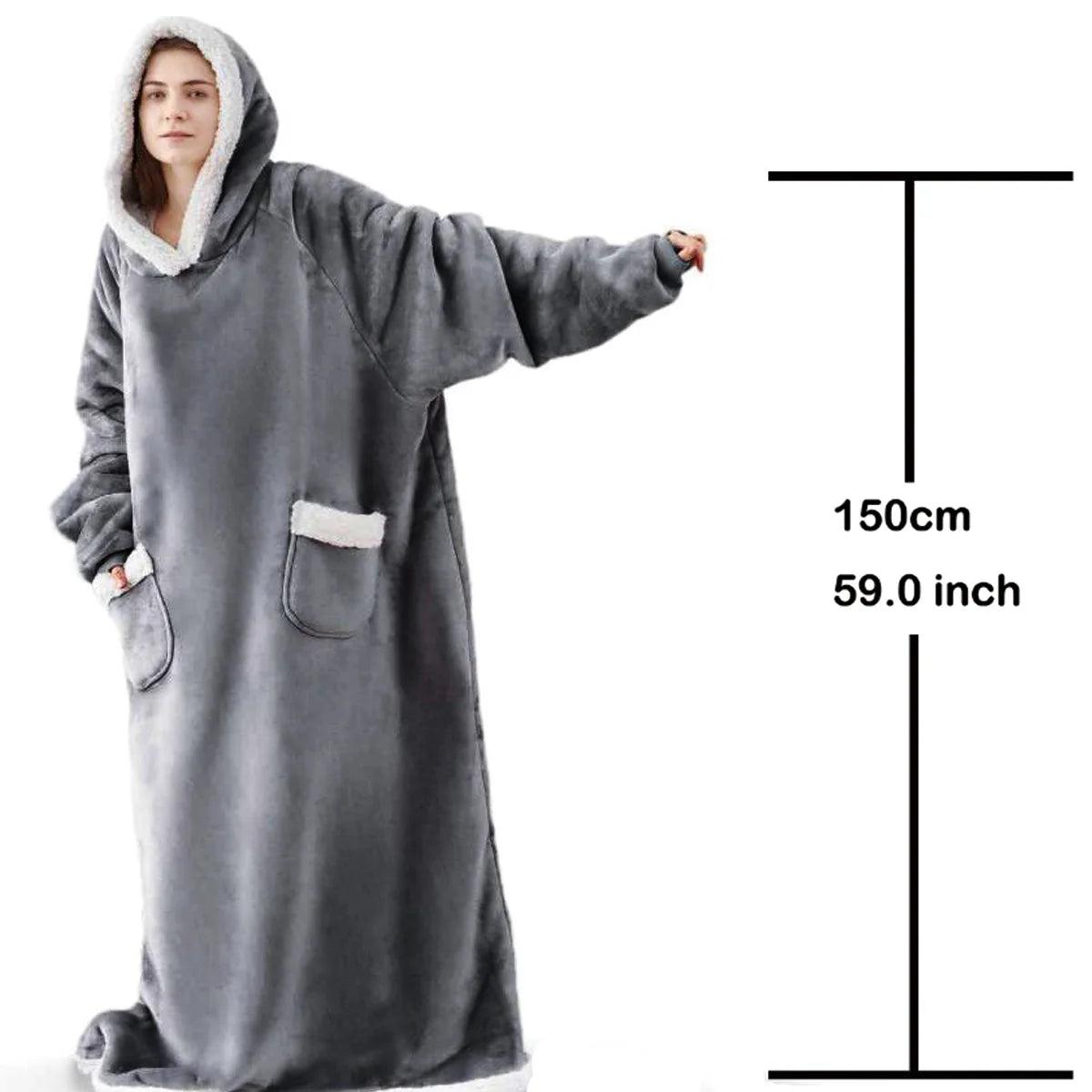 Felpe con cappuccio invernali Felpa in pile spesso caldo TV gigante Coperta indossabile oversize con maniche in flanella Coperta con cappuccio