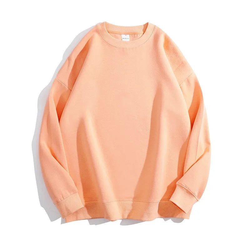 Maglione con spalle scoperte e collo rotondo in cotone sano di alta qualità da 40 colori per uomo e donna, ampio con spalle scoperte oversize