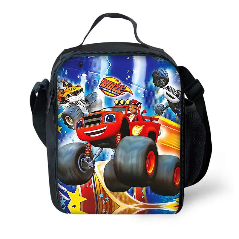 Zaino Scolastico 3D Cartoon Blaze Monster Machines con Borsa Pranzo, Astuccio, Zaino per Bambini e Bambine, Miglior Regalo