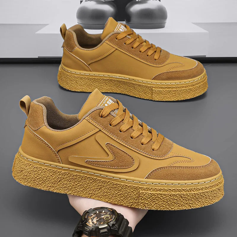 Scarpe da ginnastica in pelle moda Scarpe vulcanizzate piatte e traspiranti da uomo Scarpe con plateau resistenti all'usura per il tempo libero all'aperto Zapatillas Hombre