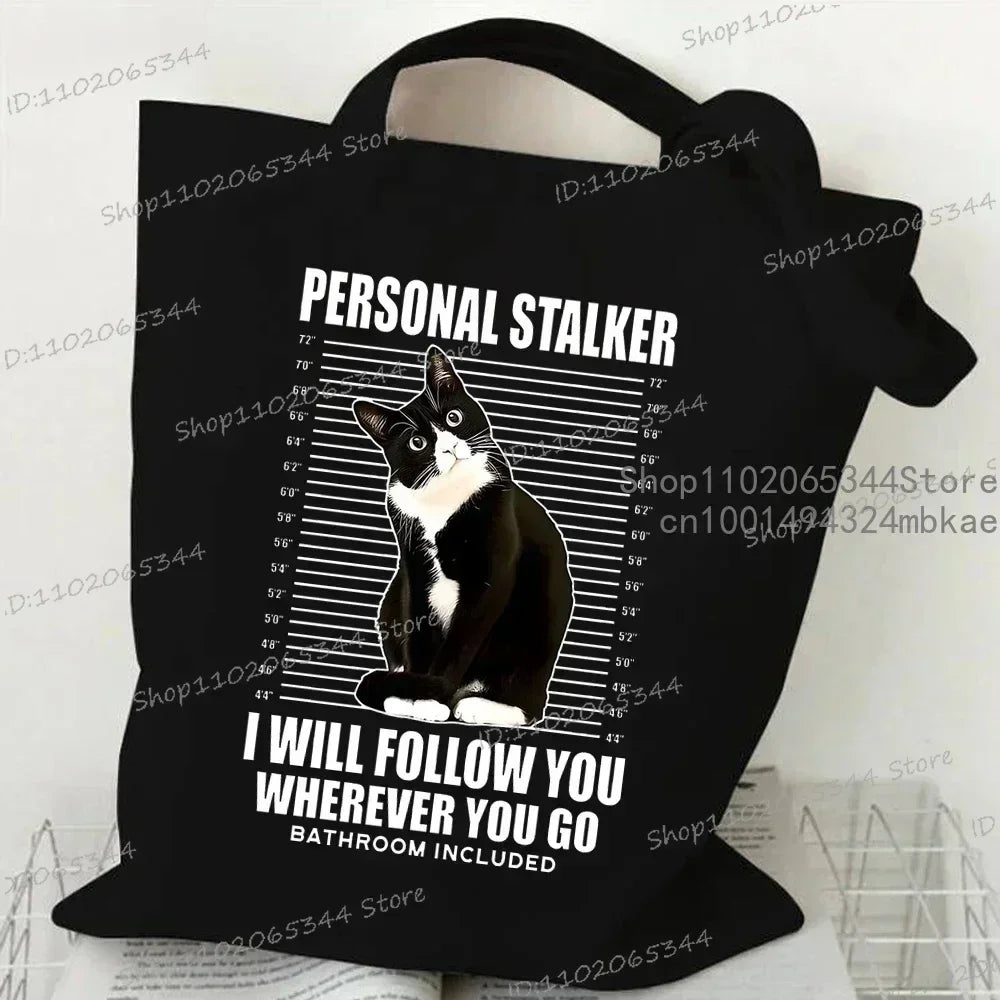 Nuove borse tote da donna della serie Cat Borsa ecologica in tela con stampa di gatti mucca carina Borsa a tracolla per adolescenti per amanti dei gatti di moda Harajuku ad alta capacità