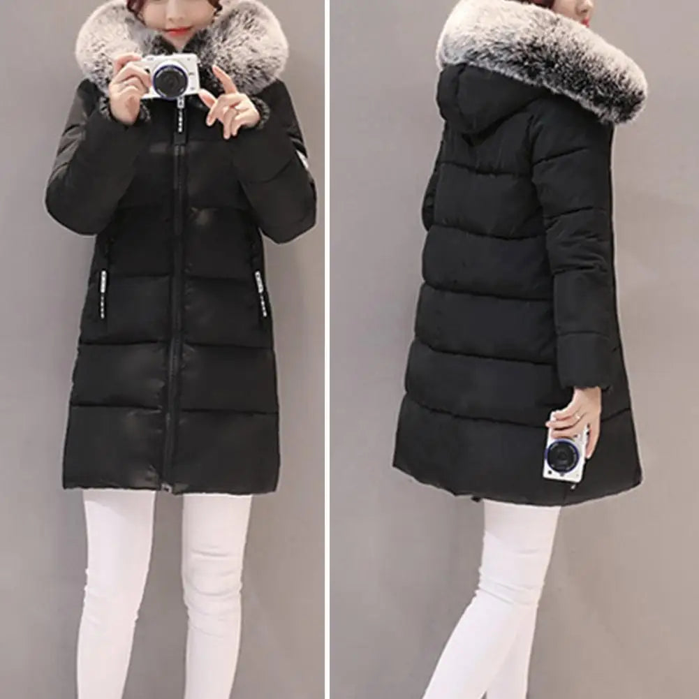 Giacche invernali da donna Piumini in cotone con cappuccio Top Parka di grandi dimensioni Mujer Cappotti Cappotto lungo Moda femminile Collo di pelliccia Abiti Capodanno