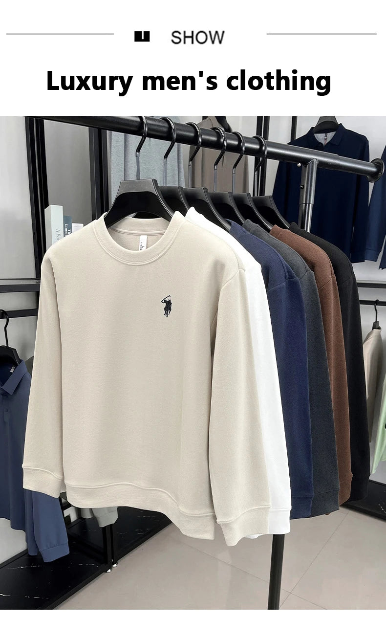 T-shirt a maniche lunghe di marca di lusso da uomo autunno Paul trendy squisito pony ricamo pullover allentato casual girocollo felpa