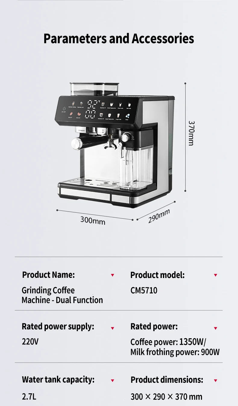 Multifunctional Fancy Automatic Coffee Machine, Commercial Milk Frothing And Grinding Integrated Coffee Machine