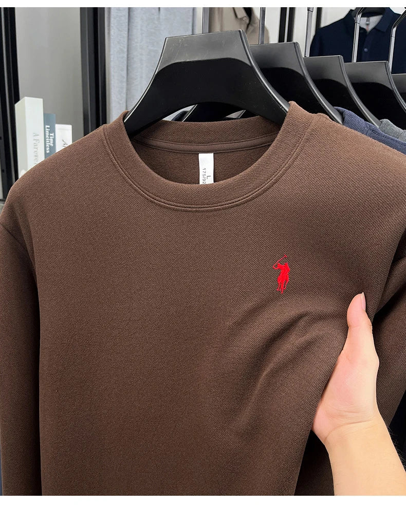 T-shirt a maniche lunghe di marca di lusso da uomo autunno Paul trendy squisito pony ricamo pullover allentato casual girocollo felpa
