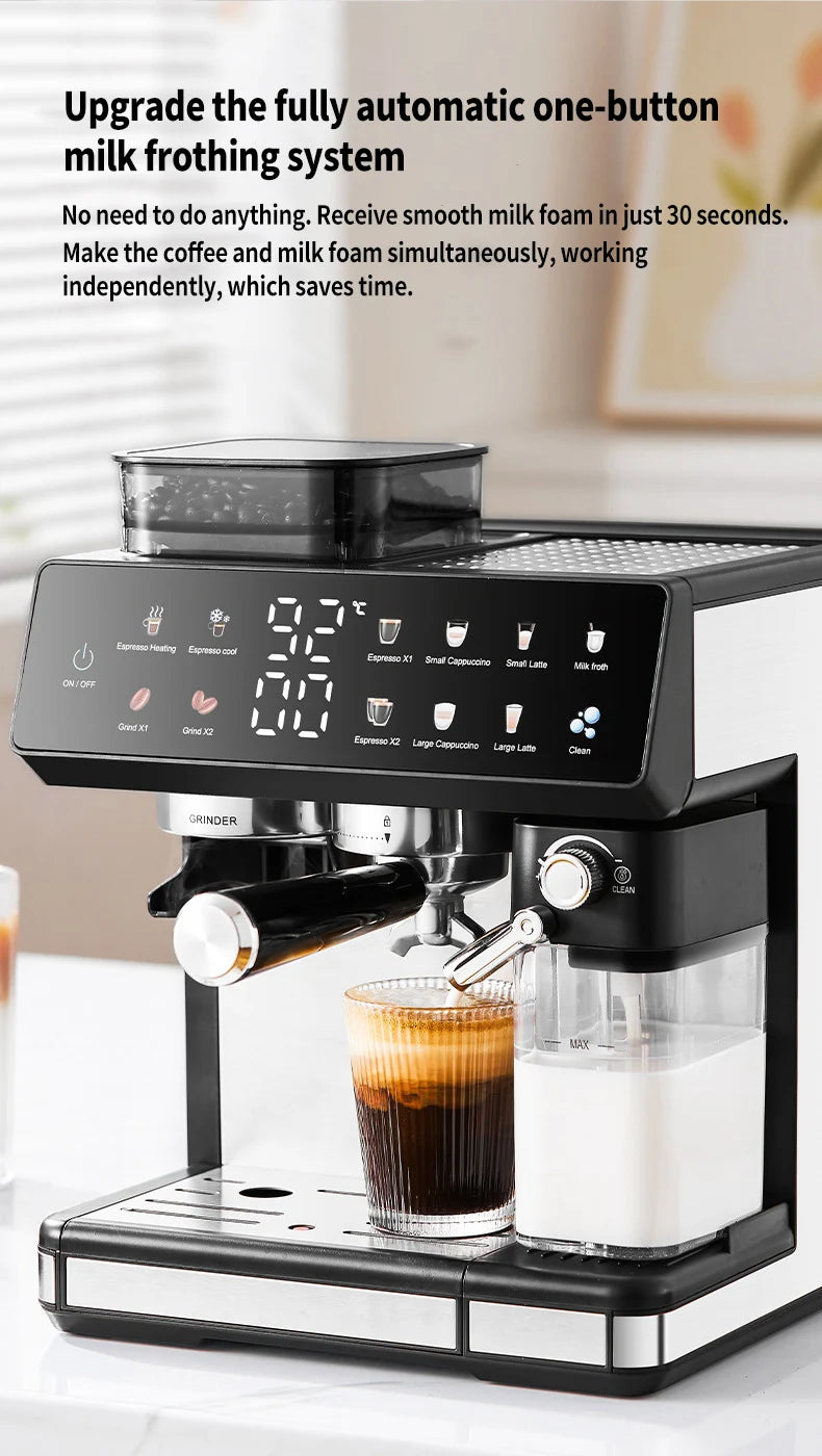 Multifunctional Fancy Automatic Coffee Machine, Commercial Milk Frothing And Grinding Integrated Coffee Machine