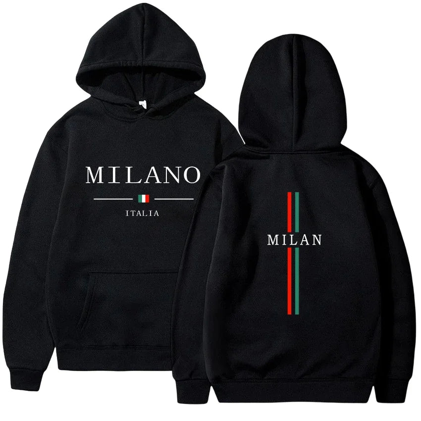 Felpa con cappuccio da donna da uomo Felpa con stampa Milano Pullover Casual da jogging Abbigliamento da uomo di alta qualità Tuta quotidiana Y2k Top 2025