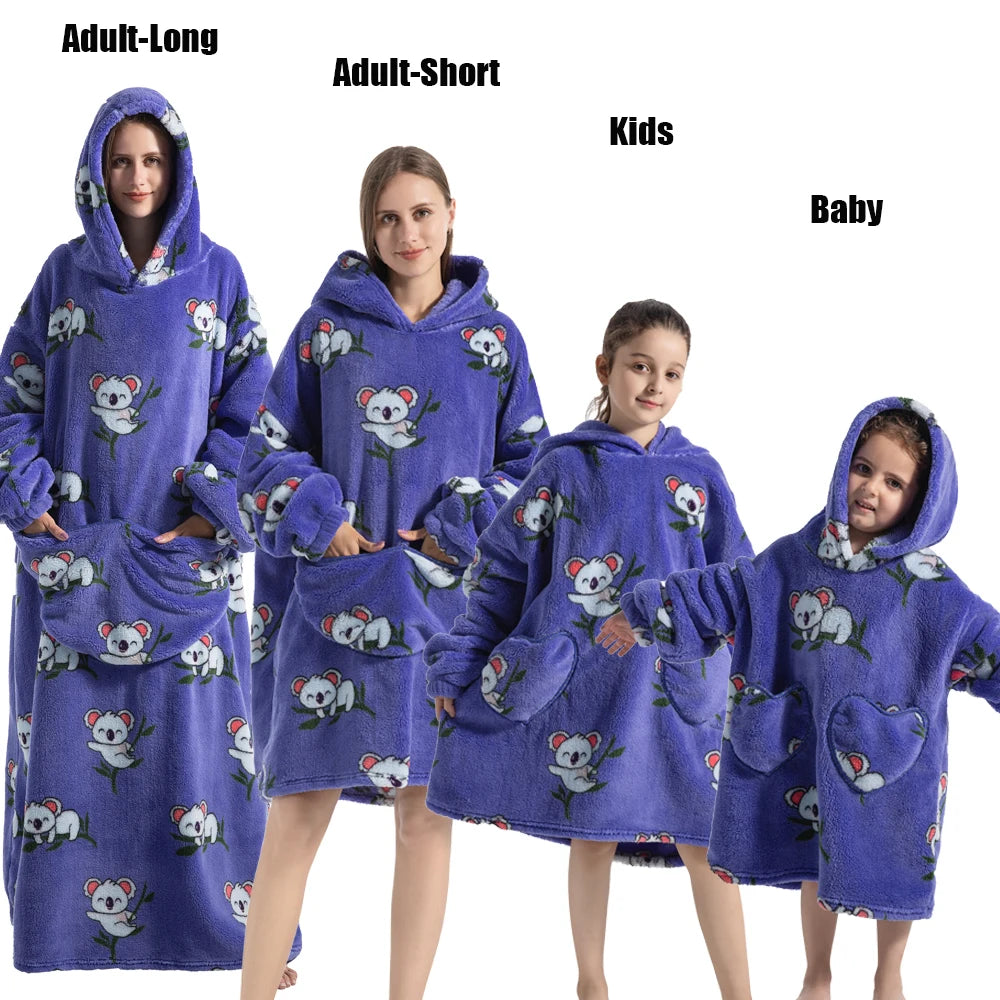 Felpe con cappuccio extra lunghe per donna Abbigliamento invernale per la casa Coperte di flanella per adulti con maniche Felpe con cappuccio morbide e calde per ragazze
