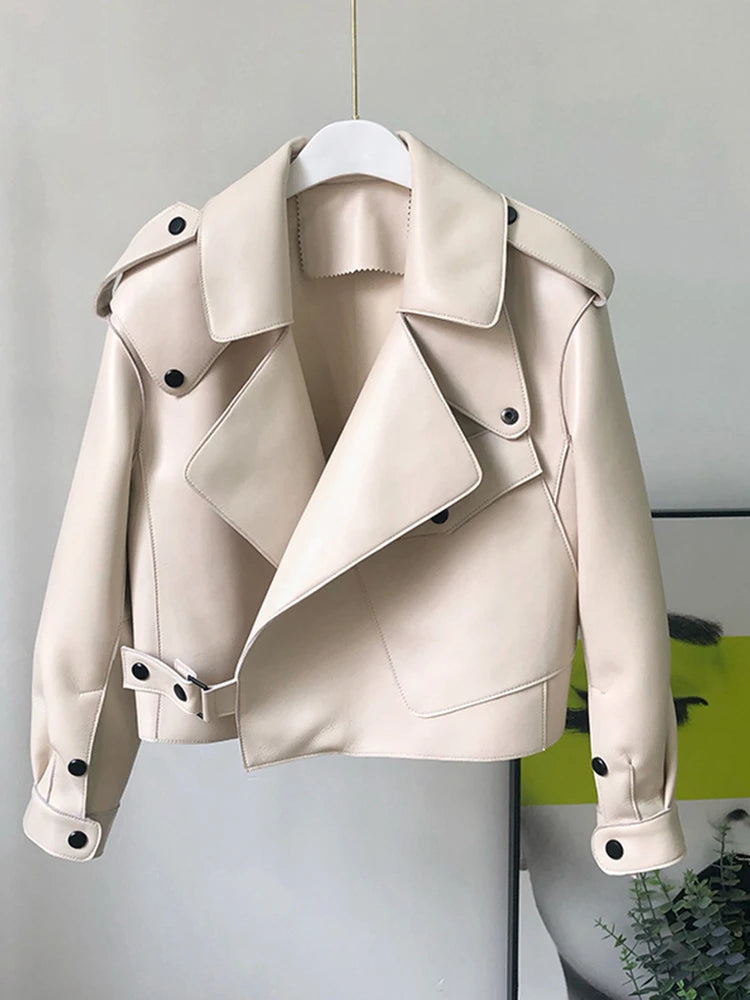 Fitaylor Primavera Autunno Donna Giacca in pelle PU Casual Lady Cappotto in pelle da motociclista antivento