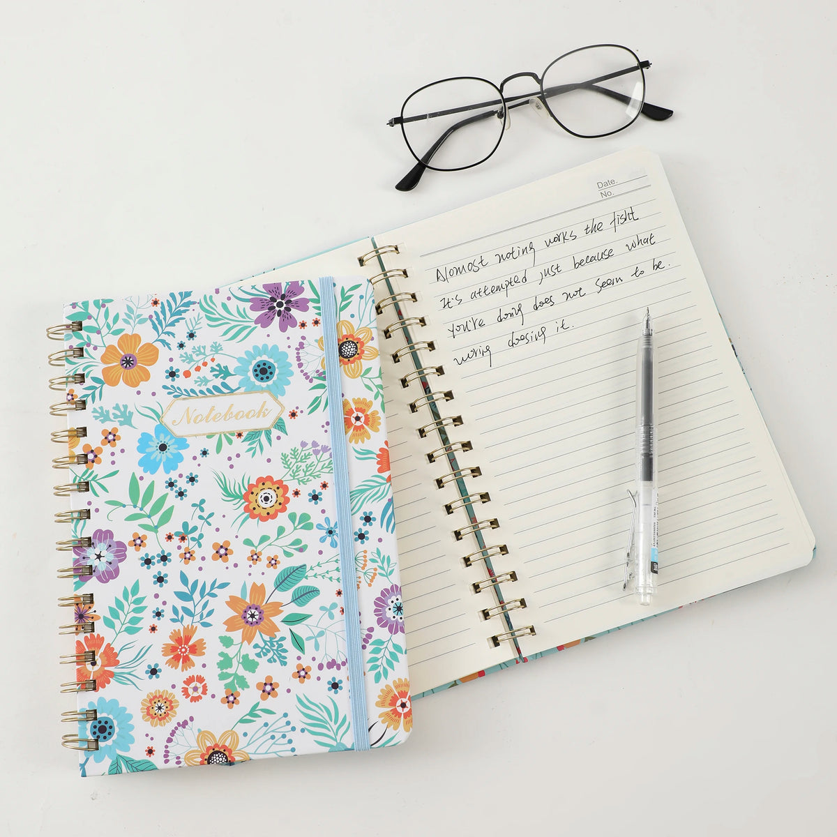 Spiral Notebook, Women's Diary, Hardcover Spiral Diary, 5.5 X 8.3inch, 160 Pages, Cute Flowers, Back Pockets, 100Gsm Paper for Gifts, Work, Office and School Supplies