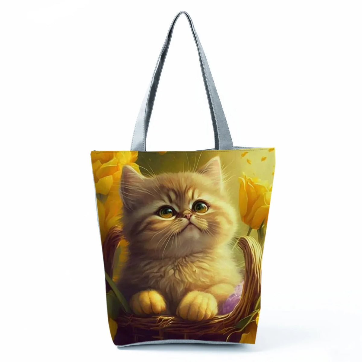 Pretty Cartoon Cat Print borse borse da spiaggia da donna ad alta capacità Cute Animal Graphic Eco borse per la spesa riutilizzabili portatili
