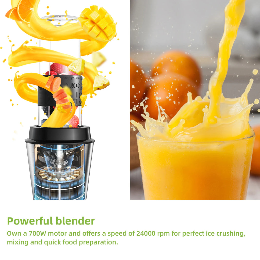 BioloMix 700W Compact Kitchen Blender 3-in-1 Juicer Food Processor and Dry Grinder Perfect for Making Fresh Juices Dips