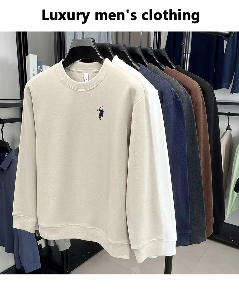 T-shirt a maniche lunghe di marca di lusso da uomo autunno Paul trendy squisito pony ricamo pullover allentato casual girocollo felpa