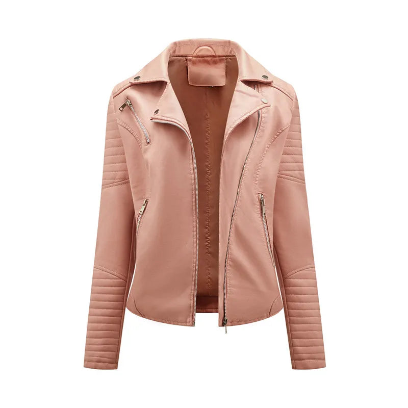 2026 Giacca in ecopelle da donna di nuova moda, cappotto casual in PU con cerniera primavera autunno, capispalla da motociclista femminile abbigliamento da donna S-XXXL