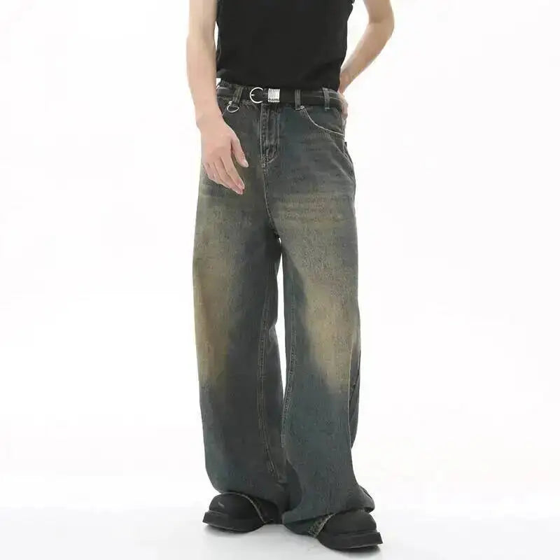 IEFB Pantaloni in denim da uomo estivi Vecchio blu lavato Jeans maschili Dritto Casual da uomo Pantaloni larghi a gamba larga Nuova moda 9C354