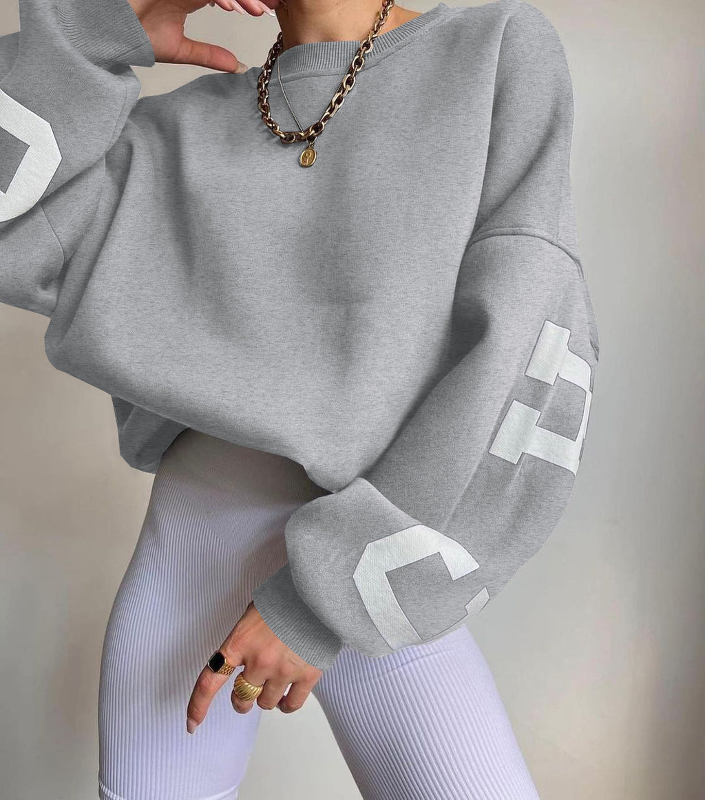 Combhasaki Y2K Grunge Pullover allentato da donna Felpe con stampa di lettere Top a maniche lunghe ispessiti casual Felpa con cappuccio autunnale Streetwear