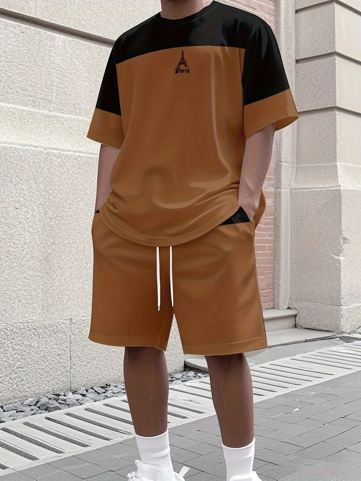 Set sportivo da uomo Set da due pezzi Girocollo Top a maniche corte e pantaloncini Completo da corsa da uomo T-shirt taglie forti T-shirt estiva da uomo