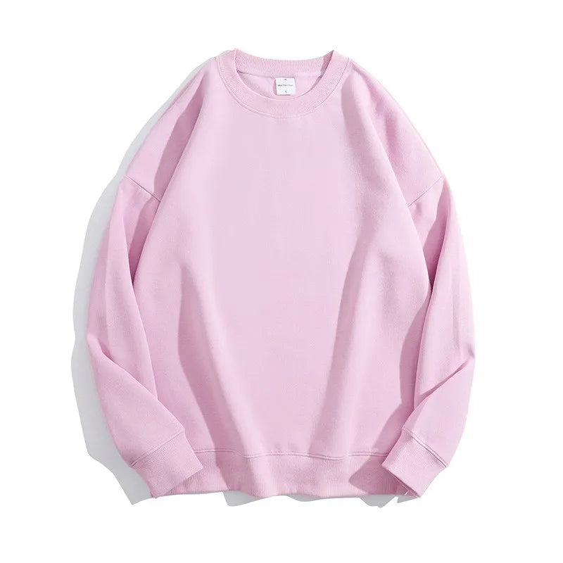Maglione con spalle scoperte e collo rotondo in cotone sano di alta qualità da 40 colori per uomo e donna, ampio con spalle scoperte oversize