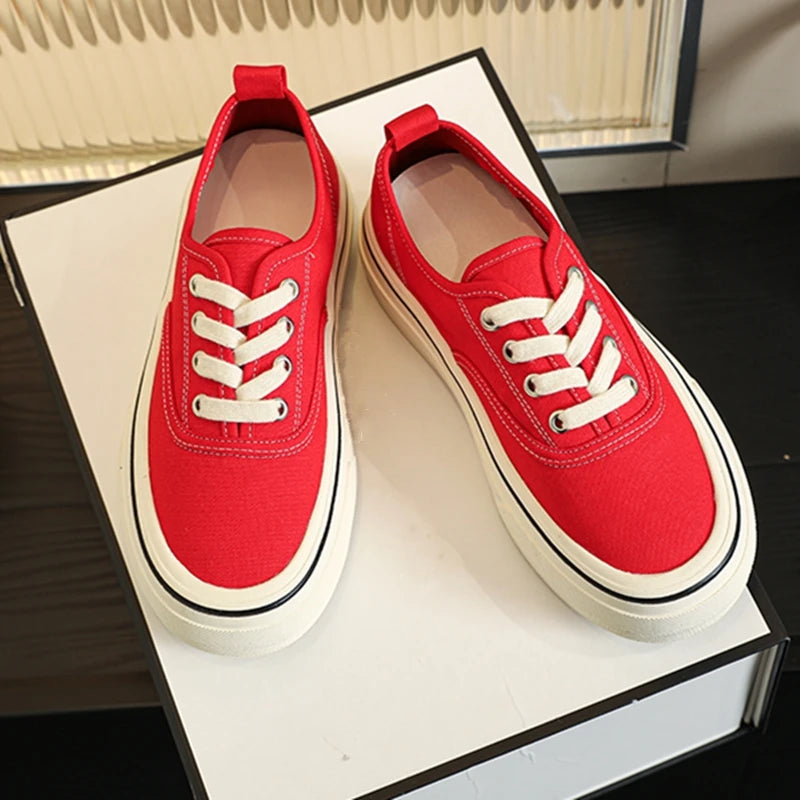 Nuove Sneakers in Tela da Donna 2026 Antiscivolo, Scarpe da Skateboard Basse, Traspiranti, Taglie Forti, Primavera e Autunno