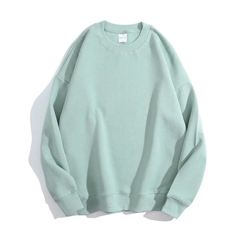 Maglione con spalle scoperte e collo rotondo in cotone sano di alta qualità da 40 colori per uomo e donna, ampio con spalle scoperte oversize