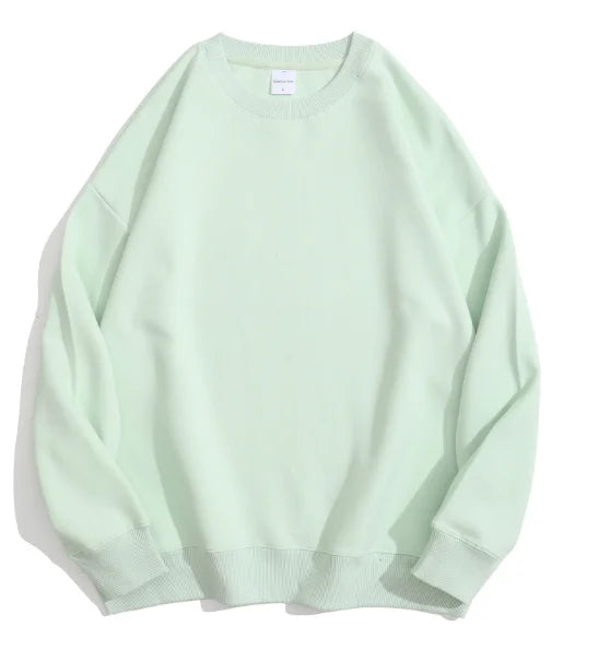 Maglione con spalle scoperte e collo rotondo in cotone sano di alta qualità da 40 colori per uomo e donna, ampio con spalle scoperte oversize