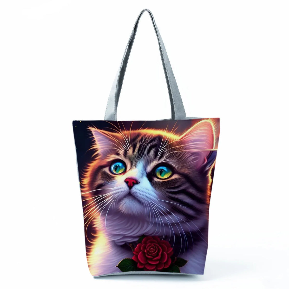 Pretty Cartoon Cat Print borse borse da spiaggia da donna ad alta capacità Cute Animal Graphic Eco borse per la spesa riutilizzabili portatili