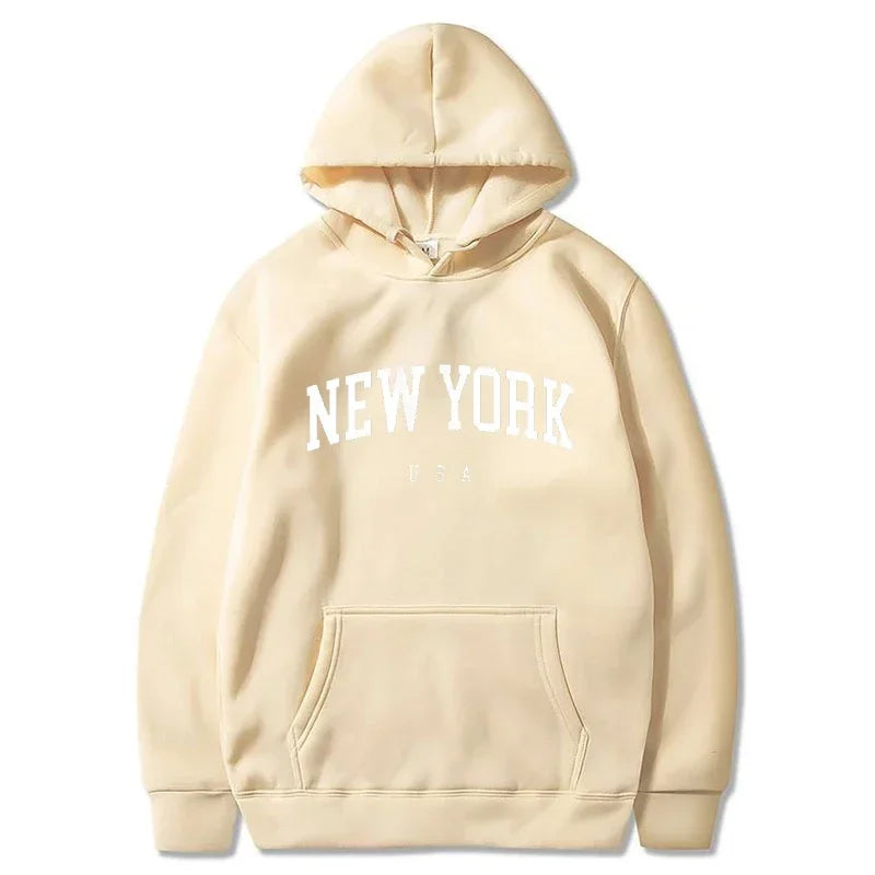 Uomo Donna New York USA City Felpe con cappuccio Moda Lettera stampata Felpe grafiche Allentate Casual Harajuku Pullover con cappuccio Abbigliamento sportivo