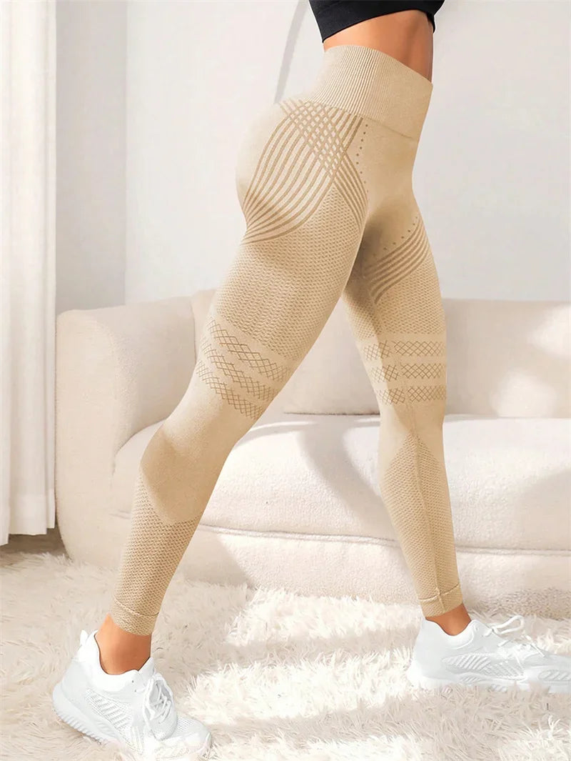 Pantaloni sportivi con linee sexy Sollevamento glutei Pantaloni sportivi attillati Pantaloni fitness elastici a vita alta da donna Pantaloni da yoga da corsa